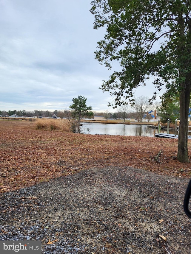 view of yard with a water view