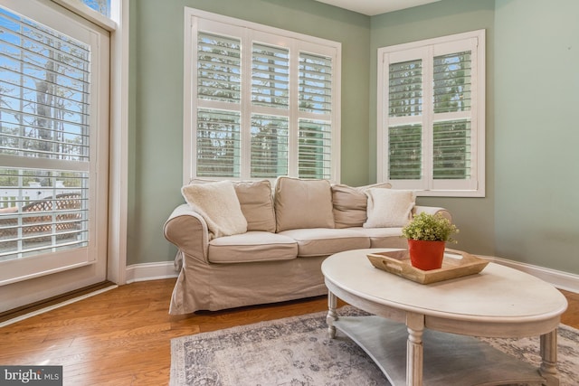 living area featuring light hardwood / wood-style floors