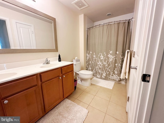 bathroom with tile patterned flooring, vanity, and toilet