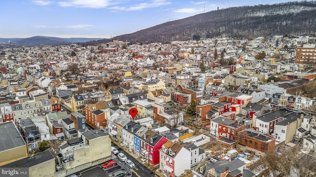 aerial view with a mountain view