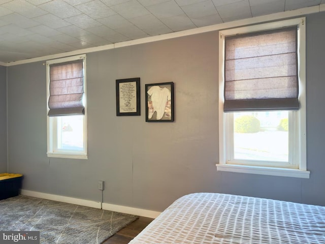 unfurnished bedroom featuring hardwood / wood-style floors and crown molding