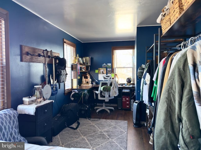 office featuring dark wood-type flooring