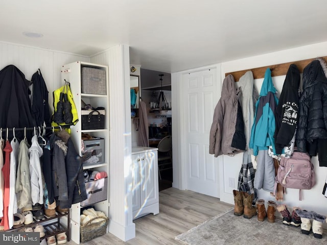 mudroom featuring light wood-type flooring