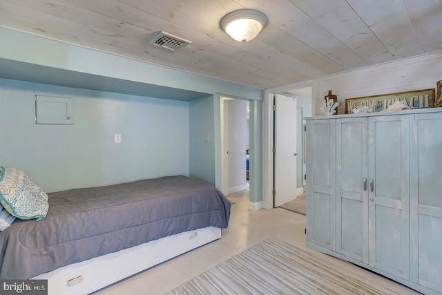 bedroom featuring wooden ceiling