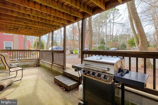 deck with a grill