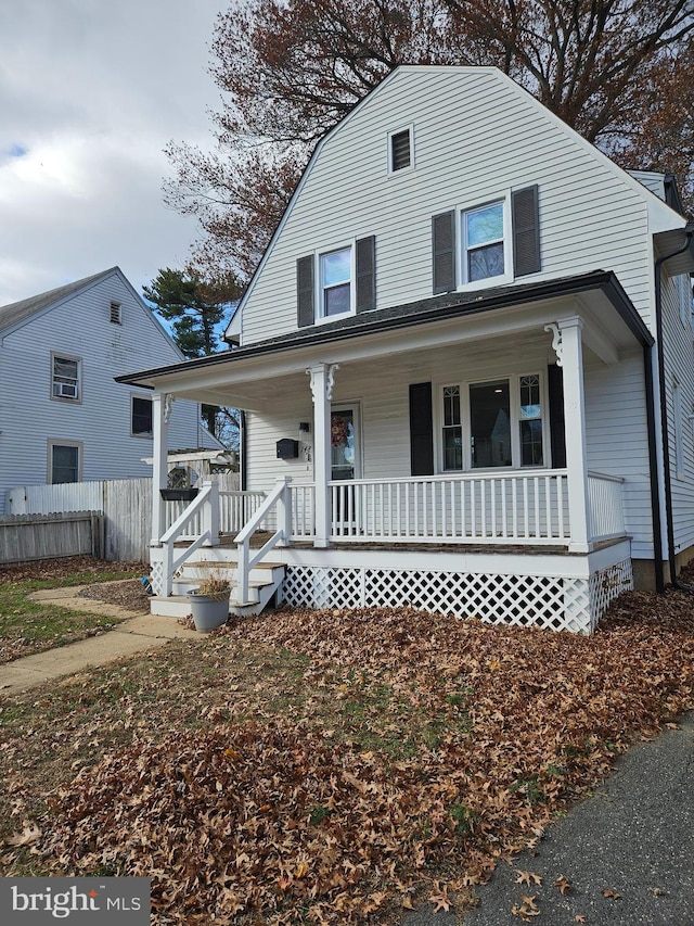 view of front of property featuring covered porch