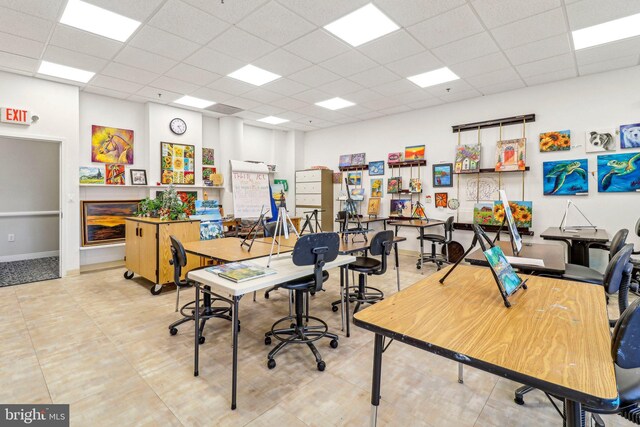 office space featuring a drop ceiling