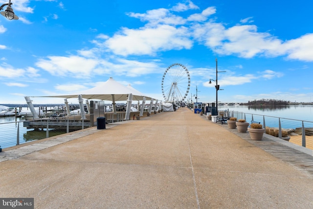 view of dock featuring a water view