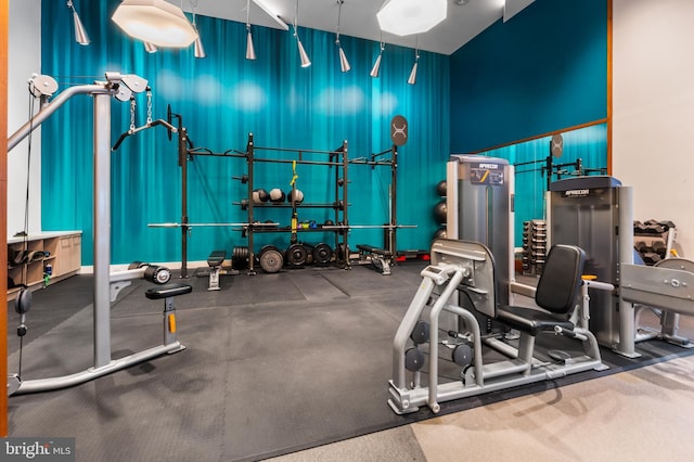 gym featuring a high ceiling