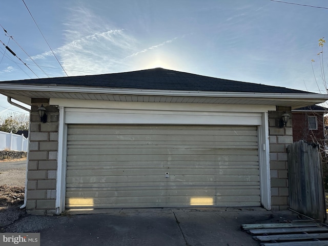 view of garage