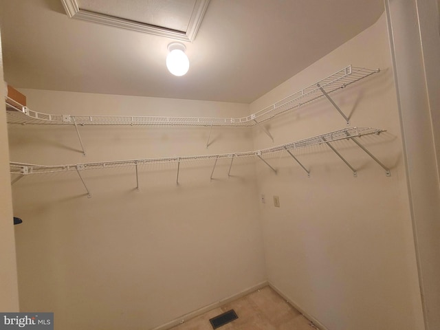 spacious closet with visible vents