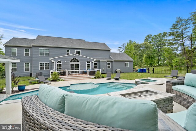 13853 Bluestone Ct, Hughesville, MD 20637 - view of pool with a deck, an in-ground hot tub, outdoor lounge area, and a patio