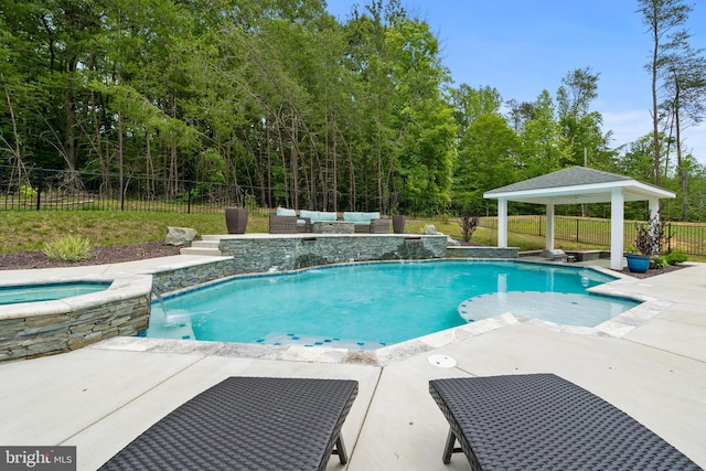 13853 Bluestone Ct, Hughesville, MD 20637 - view of pool featuring outdoor lounge area, a gazebo, a fenced backyard, and a patio