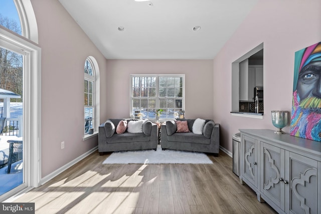 sitting room featuring light hardwood / wood-style flooring