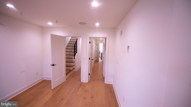 hallway featuring light wood-type flooring