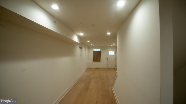 hall featuring light hardwood / wood-style flooring