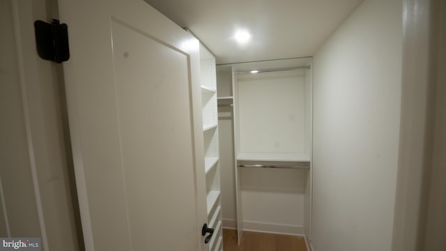 spacious closet with hardwood / wood-style flooring