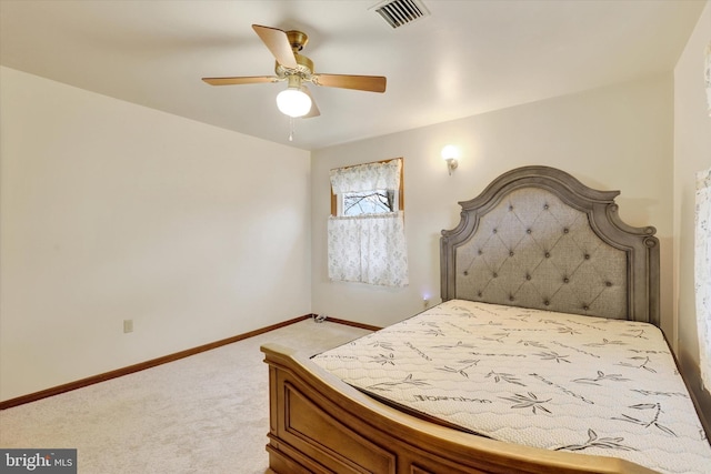 bedroom with carpet flooring and ceiling fan