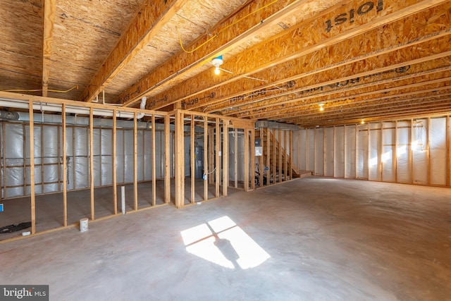 basement with water heater