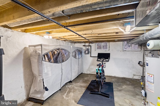 basement with water heater