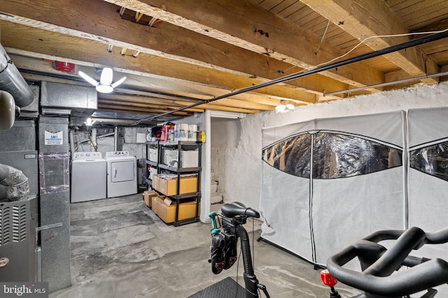 basement with independent washer and dryer