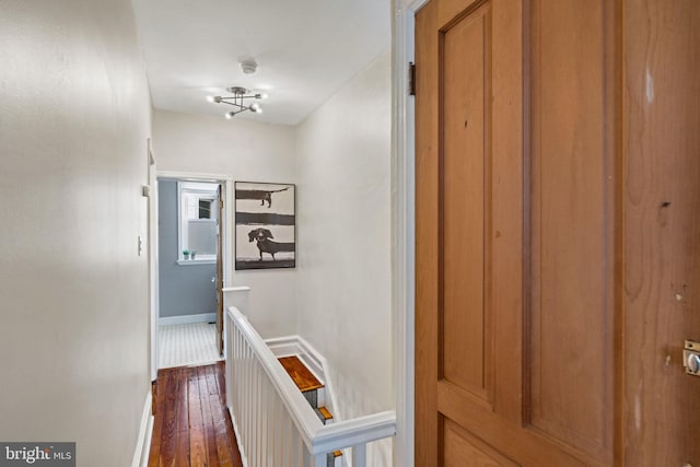 corridor featuring dark wood-type flooring