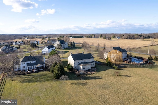 aerial view featuring a rural view