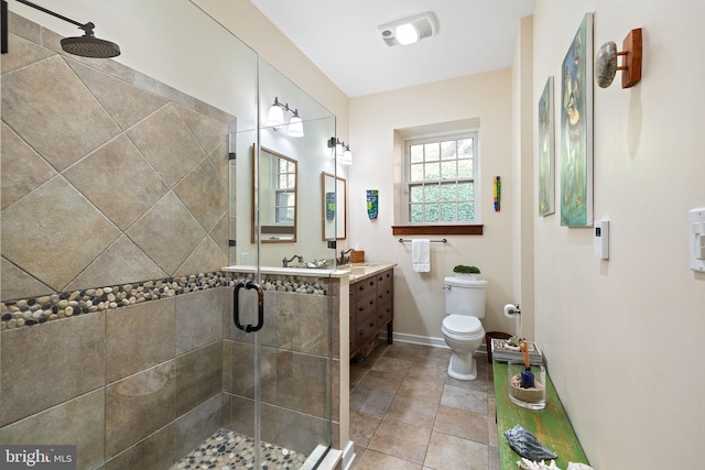 3007 Faulkland Rd, Wilmington, DE 19808 - full bath with a stall shower, vanity, toilet, baseboards, and tile patterned floors