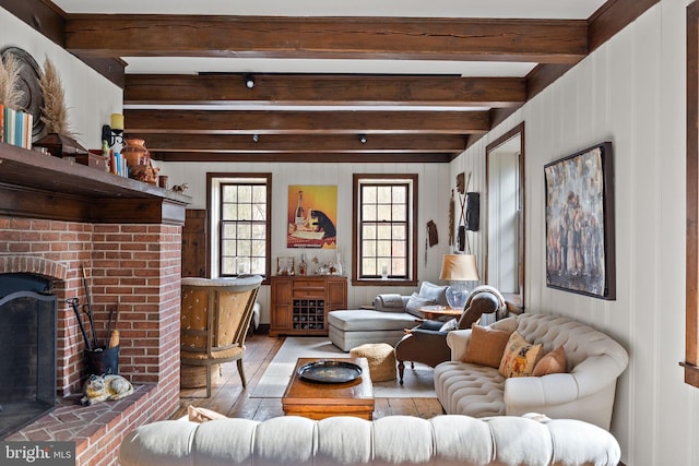 3007 Faulkland Rd, Wilmington, DE 19808 - living room featuring beam ceiling and light wood-style flooring