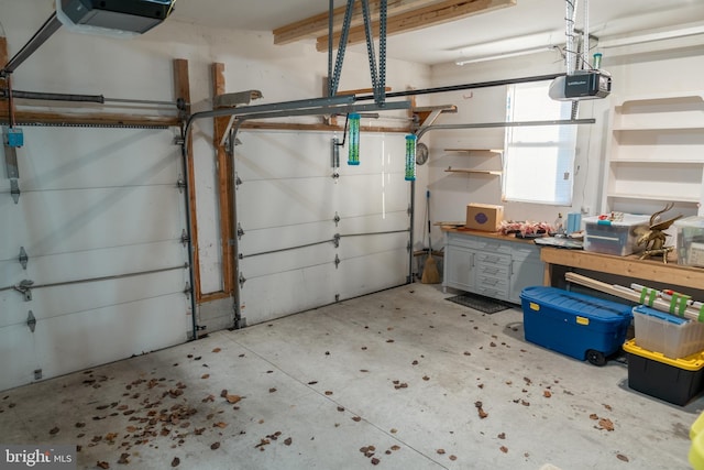 garage with a garage door opener