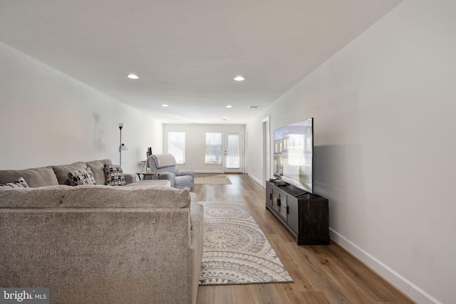 living room with light wood-type flooring