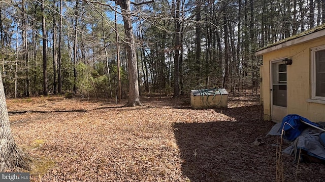 view of yard featuring a view of trees