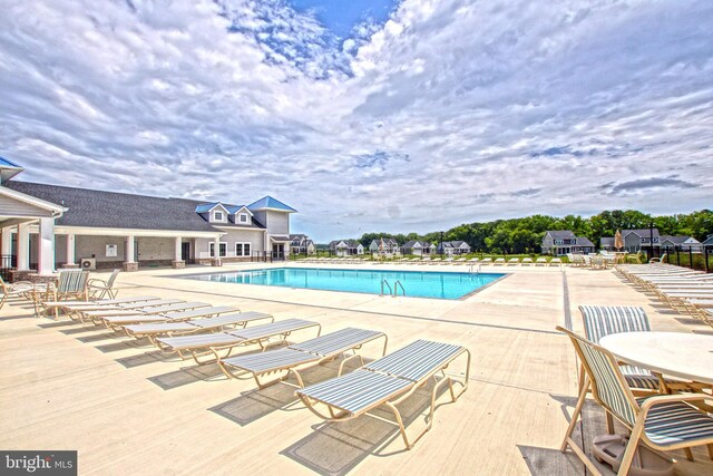 view of pool featuring a patio