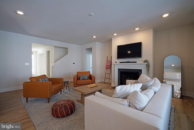 living room with wood-type flooring