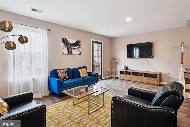 living room featuring wood-type flooring