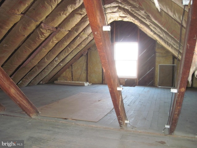 view of unfinished attic