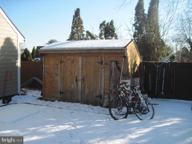 view of snow covered structure