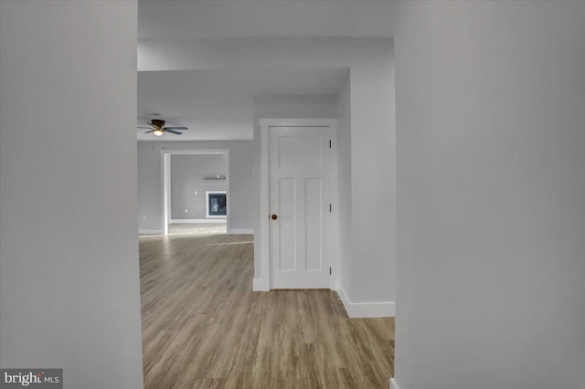 hall featuring light hardwood / wood-style flooring