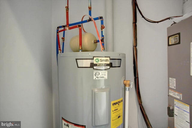 utility room featuring electric water heater