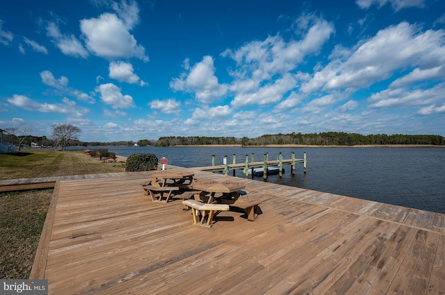 view of dock featuring a water view