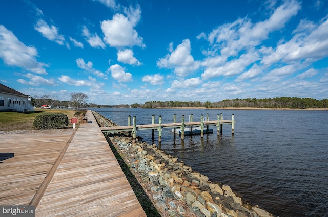 dock area featuring a water view