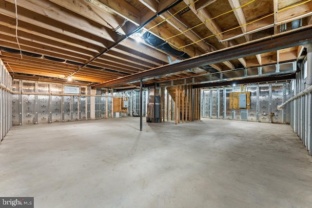 basement with electric panel