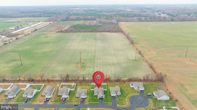 bird's eye view with a rural view