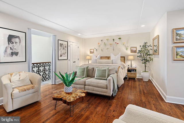 bedroom featuring dark wood-type flooring