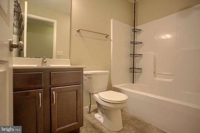 full bathroom with tile patterned flooring, vanity, toilet, and shower / bath combination