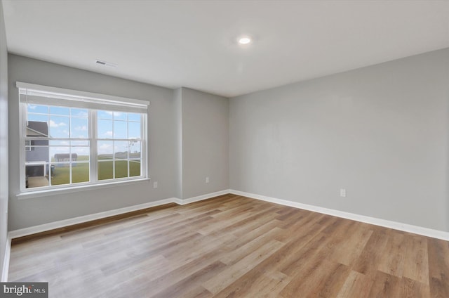 empty room with light wood-type flooring and a wealth of natural light