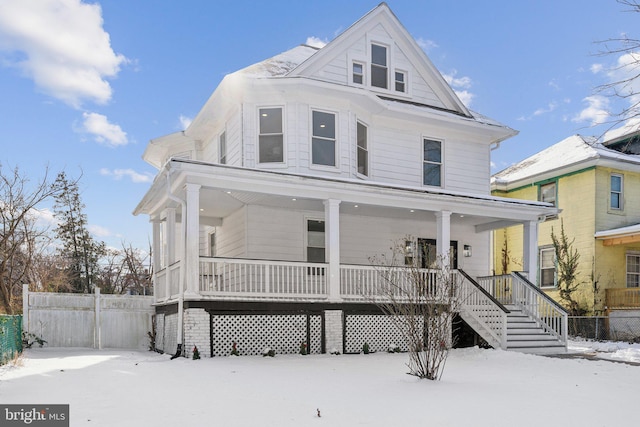 view of front of home featuring covered porch