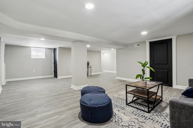 living room featuring light hardwood / wood-style floors