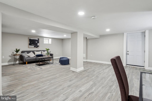 office space featuring light wood-type flooring