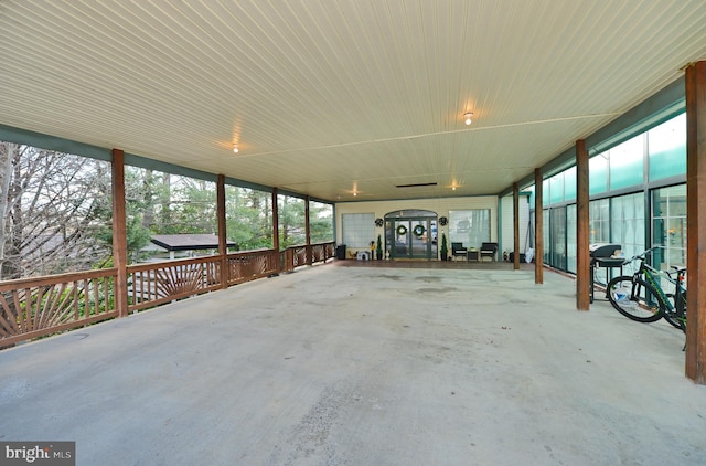 view of unfurnished sunroom